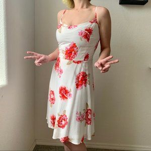 Old navy sundress, fit and flare, white and red with flowers